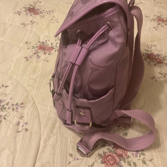 Vintage Coach Lilac/Purple Signature Jacquard Backpack Very Nice main image 10
